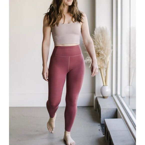 Girlfriend Collective Float High Rise Athletic Leggings Workout Pants UPF Fig XS - Picture 1 of 12